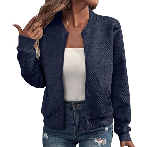 Veste Femme Mi Saison Sport Chic Et Elegant Legere Manches Longues Bomber Blouson Jacquard...