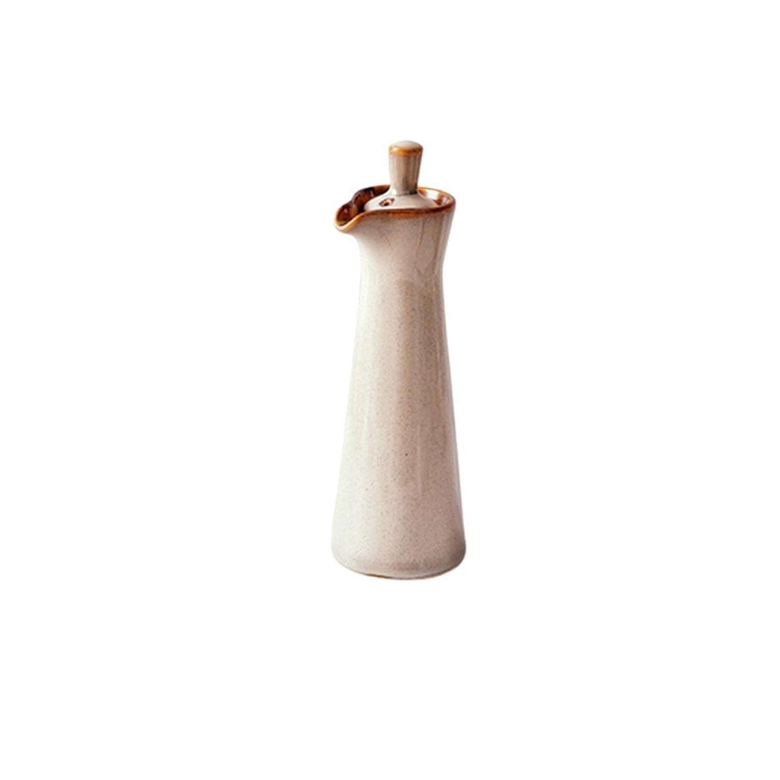 QAUUCP Ceramic Olive Oil Dispenser Bottle Ceramic Seasoning Pot Retro Vinegar Oil Household Capped Chili Soy Sauce Bottle Restaurant KitchenAccessories(Color3)