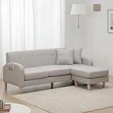 VENTOTA ソファー 3人掛け 肘付き L字 カウチソファー クッション付き レイアウト自由 ローソファー 3人掛け おしゃれ ソファー 2人掛け 収納ポケット付き コンパクト 北欧 シンプル 幅約167cm Beris-N GE