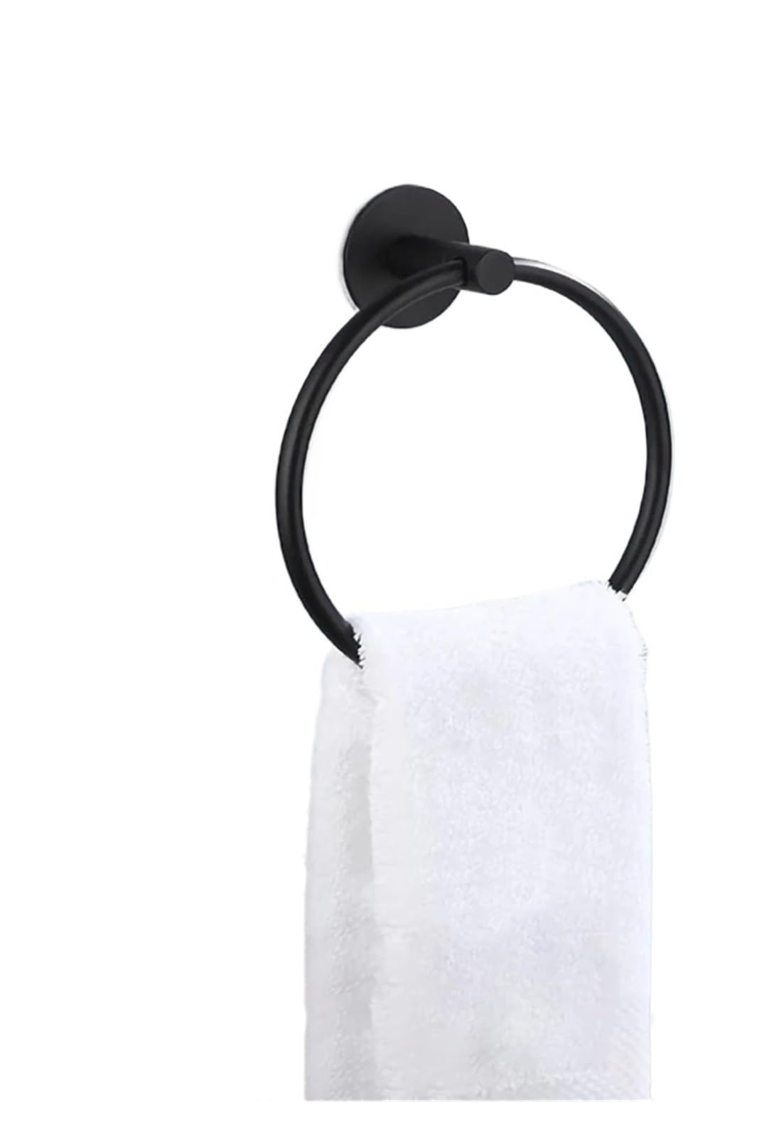 Towel Holder Adhesive Hand Towel Holder, Ring, For Bathroom Wall,Bath Rings,Stainless Steel Racks Mounted(A-Black)