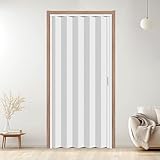 CCBOYSHARDWARE Puerta de acordeón de PVC de 38 x 80 pulgadas, color blanco