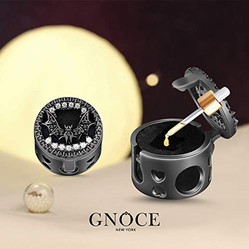 Gnoce Black Bat Bead Charm Sterling Silver Essential Oil Diffuser Dancing With Danger Dangle Charm Fit For Bracelet/Necklace Jewelry Gift For Wife Girlfriend Christmas New Year #TOP3