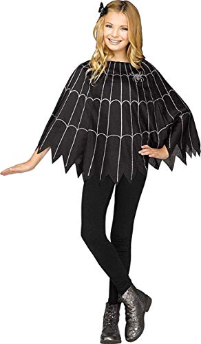 Fun World Little Girl's Spiderweb Child Poncho Childrens Costume, Black, Standard