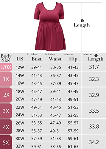 Auslook Plus Size Dressy Tops For Women Casual Polka Dot Black 2X Tunic Short Sleeve Blouses Scoop Neck Clothing Pleated Summer Tee Ladies Clothes Flowy Dressy Casual Dress Loose Fit Outfits Maternity Babydoll T Shirt Wear With Leggings #TOP5