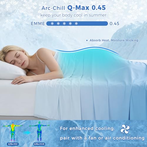 Image of EMME Cooling Blankets Queen Size (90 inchx 90 inch) for Hot Sleepers, Summer Bed Blanket, Thin Light Bedspread Coverlet for Night Sweats, Double Sided Keep Body Cool, Cold Blankets for Sleeping Gradient Blue