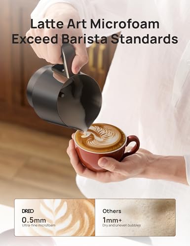 Image of DREO BaristaMaker Milk Frother, All-in-1, 27oz /800ml Hot /Cold Electric Foam Maker for Coffee, Latte Art-level Microfoam, Automatic Milk Warmer, Dairy /Plant-Based Milk, Dishwasher Safe, Black