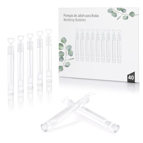 Nordstern Pomperos de sabão pompas casamento - detalhes do casamento com cabo de coração - 40 unidades