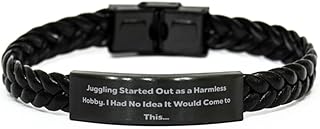 Love Juggling Gifts, Juggling Started Out as a Harmless Hobby, Inspirational Birthday Braided Leather Bracelet from Men Women, Juggling Balls, Juggling Clubs, Juggling Rings, Contact Juggling,