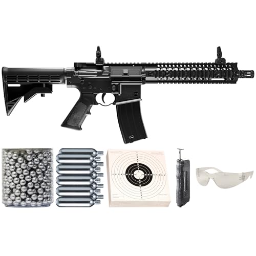 ArmyBoy Crosman CFAR1B Full Auto R1 BB Gun Bundle│CO2-Powered .177 Cal BB Air Rifle - 430 FPS / 1400 RPM │ Kit Includes: Gun + BBS + CO2 + Targets + Speed Loader + Glasses + Wristband