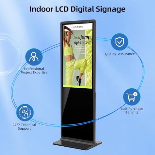 65 Inch 4K Touchscreen Digital Signage,Indoor Floor Standing Digital Kiosks & Interactive Displays,Commercial Advertising LCD Totem Android System Auto Media Player HDMI Input,Free Custom Logo,Black