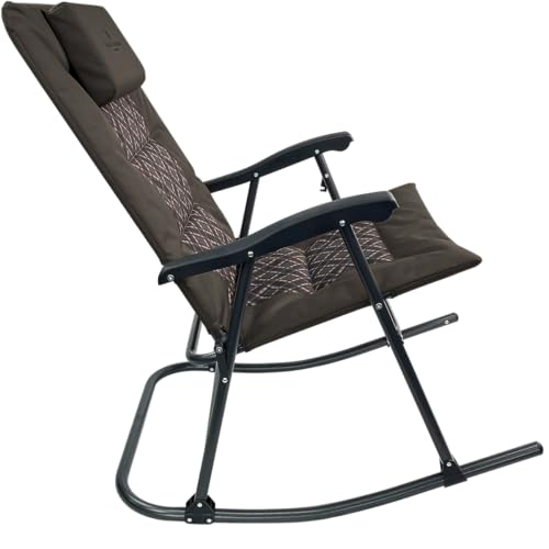 Black Sierra High Back Folding Rocking Chair, XL Oversize Camping Rocker Supports 300 LBS, Padded Portable Heavy Duty Armchair for Deck and Patio - Thumbnail 6