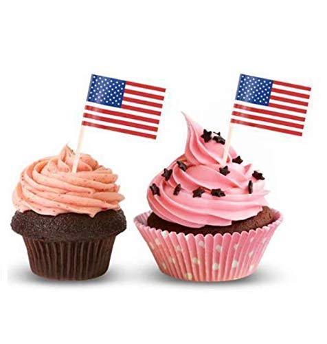 Miniatura 5 de DNHCLL 100 palillos de dientes de bandera estadounidense de 2.5 pulgadas para palitos de cóctel, sándwich, decoración de cupcakes de frutas, palos