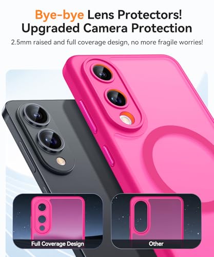 Image of CANSHN Designed for Samsung Galaxy S25 Edge Case (2025) [Full Camera Protection] [Compatible with Magsafe] Translucent Matte Back Protective Phone Cover, Hot Pink