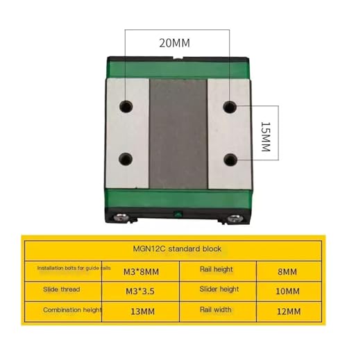 Micro-rail de guidage MGN12C en acier robuste pour axes d impression précis - 2