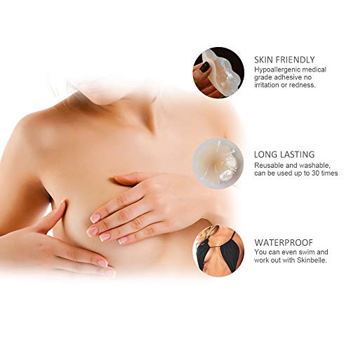 image for Adhesive Nipplecovers, Skinbelle Silicone Nipple Pads Reusable Breast 