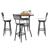TOP HOME SPACE 5 PCS Patio Swivel Bar Set Outdoor Textilene High Bistro Set All Weather Cushioned Ga