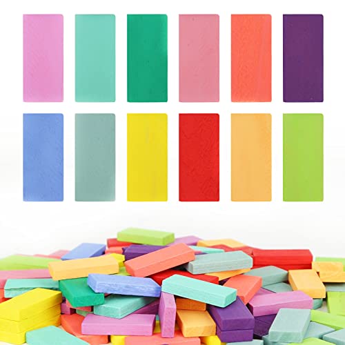 Mcpinky 360 Pcs Colorful Wooden Domino Blocks, 12 Bulk Domino Blocks Racing Toy Educational Tile Game For Kids Birthday Party Favor #TOP2