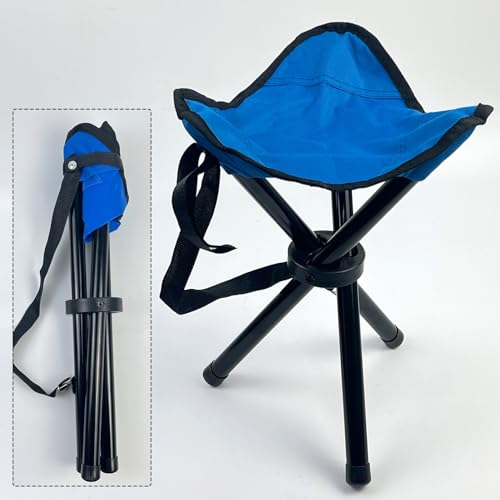 Folding Camping Stool,Portable Tripod Seat,Folding Camping Chairs,Outdoor Travel Medium Chair for Camping Party Hunting Hiking Fishing Mountaineering Picnic Beach Garden Lawn(Blue/ Height 15.77 inchs)