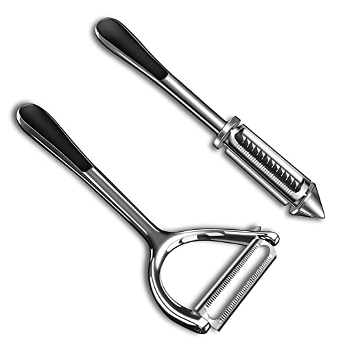 Vegetable Peeler Julienne Peeler, Potato Peelers With Potato Eye Remover, 2 Pcs Vegetable Peeler Stainless Steel, Non Slip Grip, Veggie Fruit Peeler for Making Healthy Salads, New Years