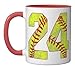 Softball #24 Fast Pitch Love Softball Mom Favorite Player Ceramic Mug, Red/White