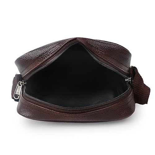 Image of Alison Stylish PU Synthetic Leather Men's Sling Bag Cross Body Travel Office Business messenger. (Brown)