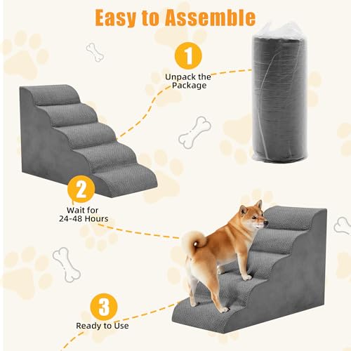 Image of NEWBULIG 5-Step Dog Stairs, 22.8 inch H Dog Steps for Sofa and Chair, Non-Slip Sturdy Pet Steps for Small Dogs and Cats, Pet Ramp for High Bed Indoor