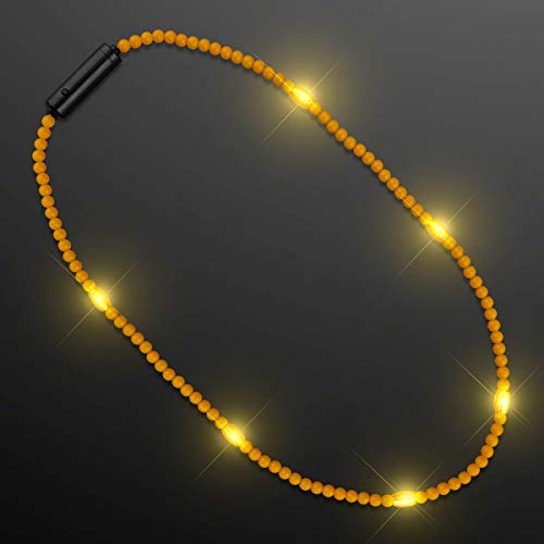 FlashingBlinkyLights Yellow Beads Light Up Necklace with Steady LED Light