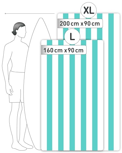 Miniatura 4 de Fit-Flip Toallas De Playa Xxl Toallas Microfibra Grande, Ligera Y De Secado Rápido Toalla Playa 100 Reciclada A Rayas Turquesa - Blanco 160 Cm X 90 Cm
