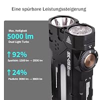 LOOP GEAR Taschenlampe led Aufladbar mit Magnet, SK05 Pro 2 5000 Lumen Handlampe Hell und Weit, USB C Akku Batterie, Powerbank Funktion, Profi Torch Light für Wildcamping Wanderungen Notfall (Schwarz) – Ansicht 2