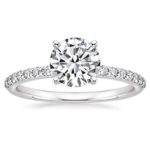 Zakk 125 carats Bague de fiançailles pour femme En argent Solitaire Avec zircone ronde Anneau de mariage (62 (19.7))