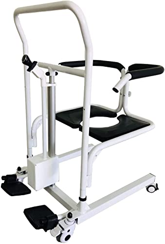 Patient Lift for Home Electric Lift Shower Chair with Wheels and 180° Split Seat Portable Transport Wheelchair with Soft Backres