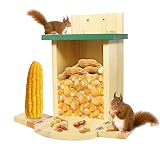 Squirrel Feeders for Outside, Squirrel House Wooden Squirrel Picnic Table Feeder,Wooden Squirrel Chi