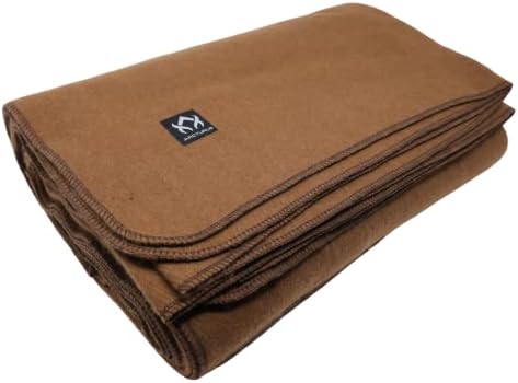 Arcturus Military Wool Blanket - 4.5 lbs, Warm, Thick, Washable, Large 64" x 88" - Great for Camping, Outdoors, Sporting Events, and Survival Kits (Camel)