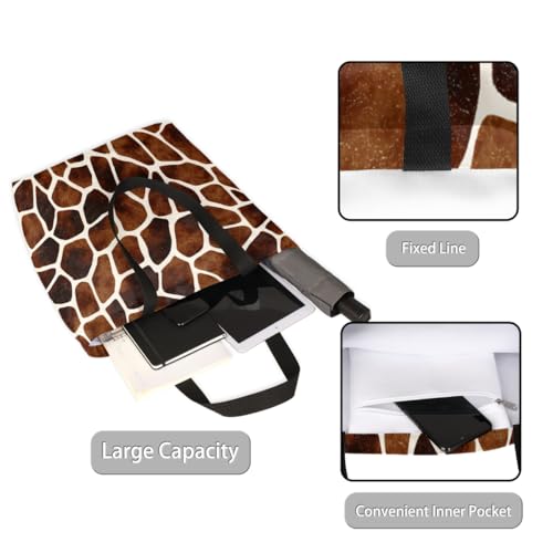 AUUXVA Canvas Tote Bags Reusable Giraffe Leopard Print Large Canvas Handbag Purse Shoulder Shopping Bag for Women Grocery Bag with Zipper Pouch by AUUXVA - Image 5