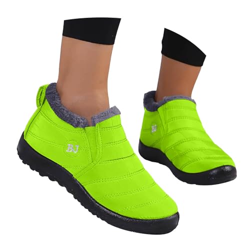 Winter Boots for Women Waterproof,Womens Ankle Furry Fluffy Plush Lined Snow Shoes Slip On Warm Winter Boot for Women Slip On Outdoor Booties with Non Slip Sole