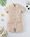 KIMI BEAR 4T Boys Clothes 5T Toddler Boy Summer Outfits Khaki Short Sleeve Button-Down Shirt Tops Solid Dress Shirt Casual Shorts Set