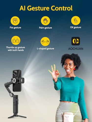 Handheld 3-axis Gimbal Stabilizer for iPhone&Android Smartphone Gimbal Anti-Shake w/ 1/4 Thread,RGB Magnetic Light,AI Tracking Phone Gimbal for Vlogging for TikTok,YouTube-Smart X Kit Black - Image 5