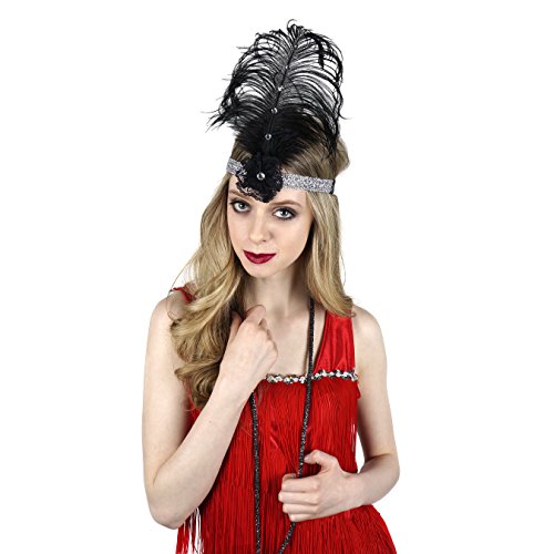 1920s Headpiece Feather Hair Accessories - Gatsby Costumes for Woman Flapper Headband