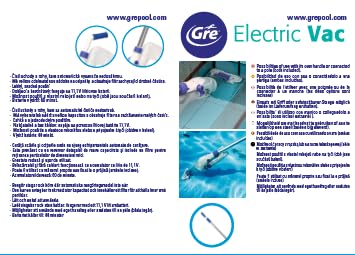 Gre VCB10 Electric Vac - Pulitore Elettrico Per Piscina, 37 L/H, 25 W - 8
