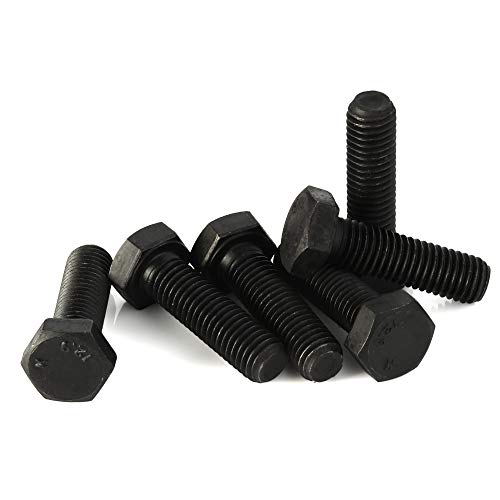 Image of Mellewell M6 x 16mm Hex Head Screw Bolts, Fully Threaded, Alloy Steel Grade 12.9, Black Oxide Finish, Quantity 25