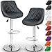 Price comparison product image TRESKO 2 x Bar Stools Set with Backrest | Leatherette Exterior | Height Adjustable and Adjustable Swivel Gas Lift | Chrome Footrest | Available in 10 Colors (2x Grey)
