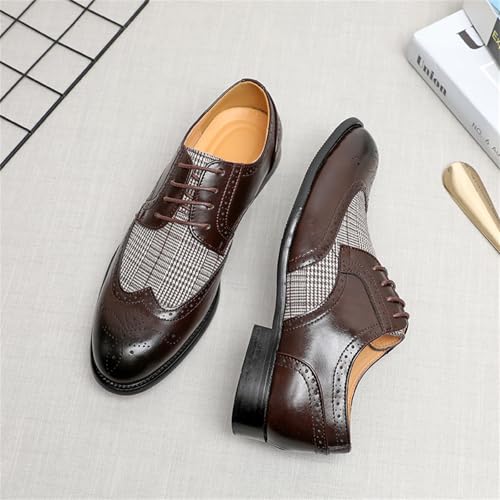 Men's Two Tone Patchwork Wingtip Brogues Genuine Leather Lace-Up Dress Oxford Shoes Comfort Hand Stitched Design Non Slip Derby Shoes for Business Formal Office Wedding Party Office3