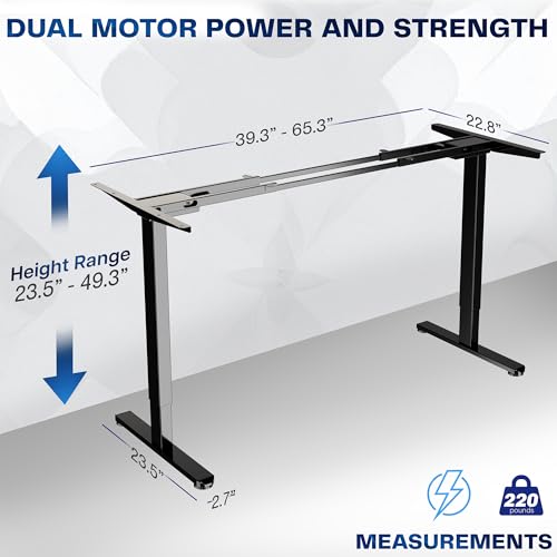 Image of VIVO Electric Dual Motor Stand Up Desk Frame for 40 to 85 inch Table Tops, Frame Only, 3 Stage Height Adjustable DIY Workstation with Memory Controller, Black, DESK-V103E