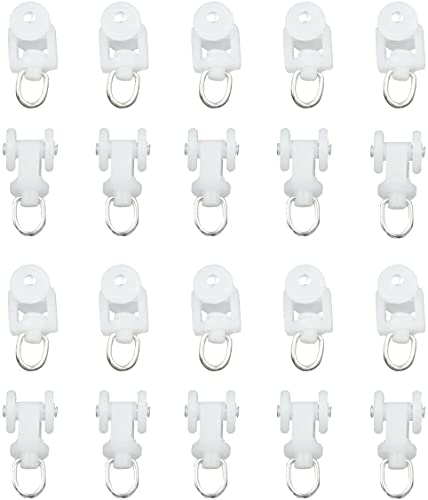 HASAYAKI Rouleaux de Rail de Rideau, transporteurs à roulettes pour Rideaux ondulés, Coureurs de draperie Pliables, 20 pièces (22x16mm / 0,87×0,63 Pouces) - Blanc Cover