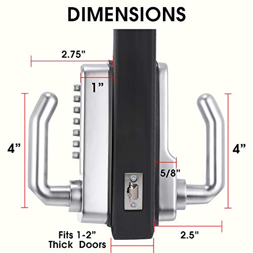 Mx400 14 Digit Keypad Mechanical Door Lock Lever Set - 60Mm Latch For Residential Gates Or Doors - Fits Standard 2 1/8" Usa Door Holes - Not A Deadbolt #TOP5