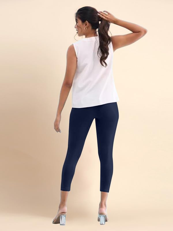 Image of TRENDMALLS Women's Microfiber Elastane Stretch Soft Cropped Leggings with Ultrasoft Waistband for Women
