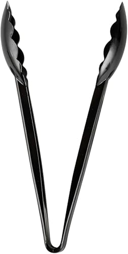 Miniatura 13 de Restaurantware Pinzas de cocina de 9 x 3 pulgadas, 1 pinza para servir con bordes festoneados, pinzas de plástico negro reutilizables aptas para