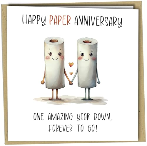 Oscar Finks Funny 1st Anniversary Card for Paper Anniversary Unique Design Happy Paper Anniversary Greeting Card #1726
