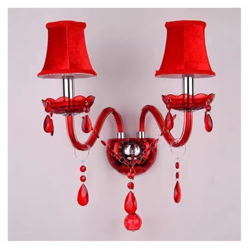 Lustre en cristal rouge à 2 lumières pour l'élégance d'une villa