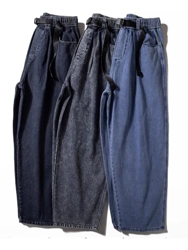 LIXINGHEITANG Loose American Retro Casual Pants Spring and Autumn Jeans Men2